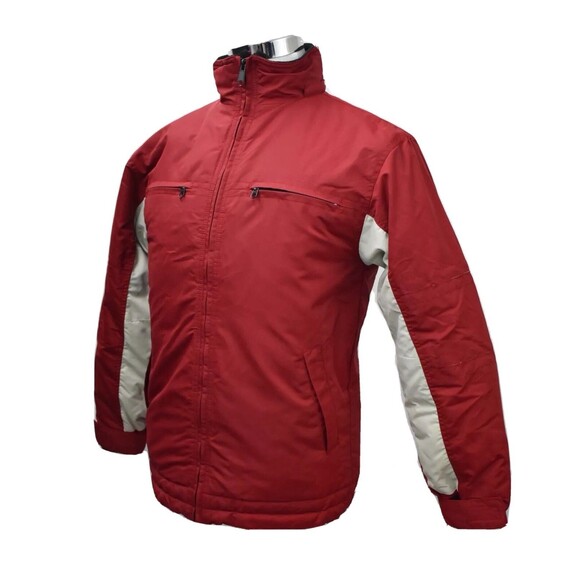 AMERICAN OUTPOST Men’s Winter Coat Full Zip Size S Red Beige Long Sleeves - Picture 2 of 7